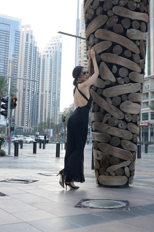 ✨ Black Backless Maxi Dress