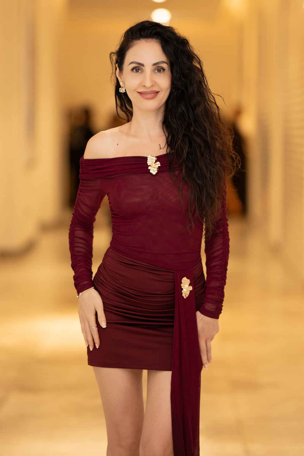 ✨ Burgundy Off-Shoulder Maxi Dress