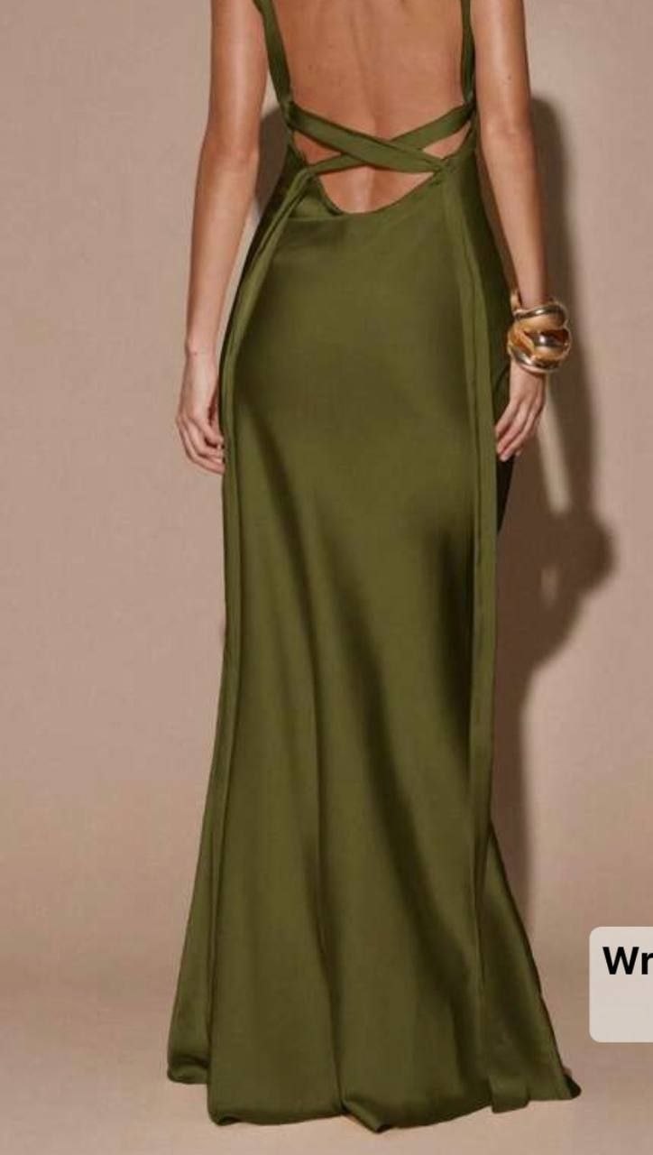 ✨ Olive Satin Maxi Dress | Nemara Fashion boutique ✨