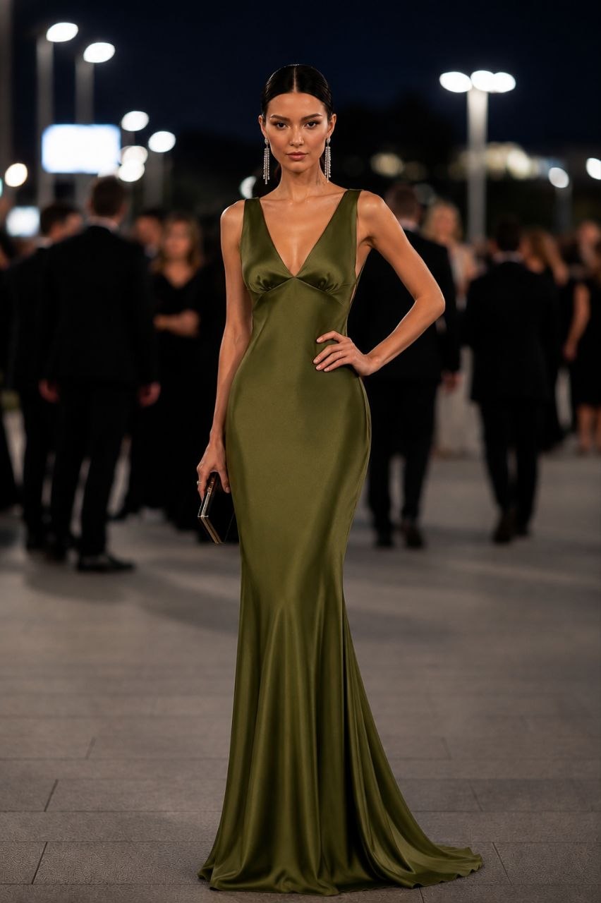 ✨ Olive Satin Maxi Dress | Nemara Fashion boutique ✨