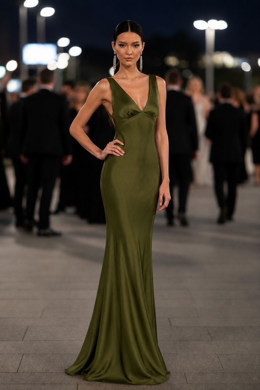 ✨ Olive Satin Maxi Dress | Nemara Fashion boutique ✨