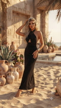 ✨ Black Backless Maxi Dress